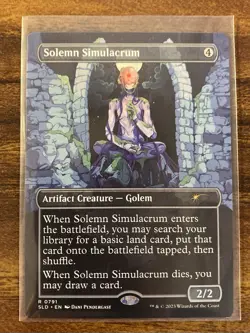 MTG✨SOLEMN SIMULACRUM Borderless/Ext Art✨SLD Bonus NM/M RARE Artifact Creature - Image 1