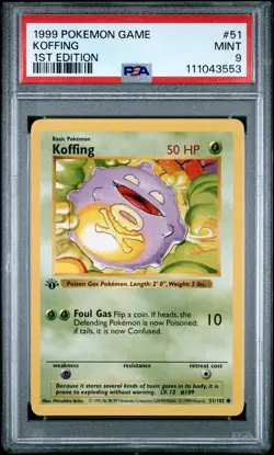1999 POKEMON BASE SET 1ST EDITION #51 KOFFING PSA 9 - Image 1