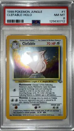 1999 Pokemon Jungle Clefable Holo PSA 8 NM-MT 1/64 Rare - Image 1