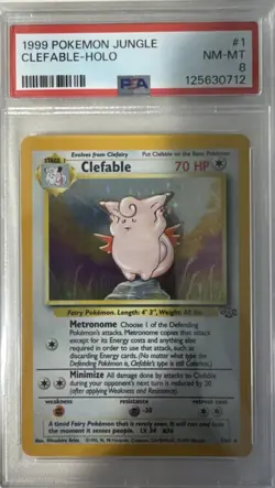 1999 Pokemon Jungle Clefable Holo PSA 8 NM-MT 1/64 Rare - Image 3