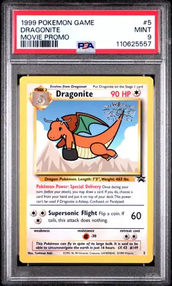 1999 POKEMON GAME MOVIE PROMO #5 DRAGONITE PSA 9 - Image 1