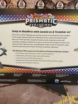 Pokemon TCG SV Prismatic Evolutions Lucario EX & Tyranitar EX Premium Collection - Image 3