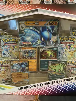 Pokemon TCG SV Prismatic Evolutions Lucario EX & Tyranitar EX Premium Collection - Image 4