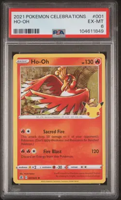 2021 POKEMON CELEBRATIONS #001 HO-OH PSA 6 - Image 1