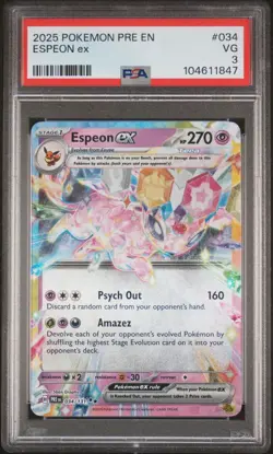 2025 POKEMON PRE EN-PRISMATIC EVOLUTIONS #034 ESPEON EX PSA 3 - Image 1