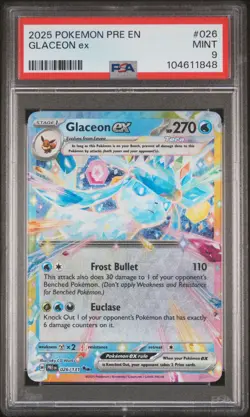 2025 POKEMON PRE EN-PRISMATIC EVOLUTIONS #026 GLACEON EX PSA 9 - Image 1