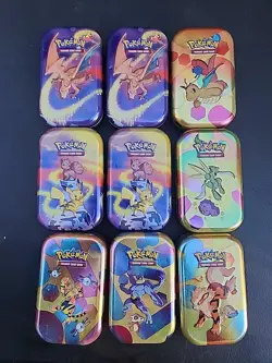 Lot of 9 Pokemon TCG Mini Tins Empty No Packs - Image 1