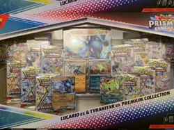 2x Pokemon Prismatic Evolutions Lucario EX and Tyranitar EX Premium Collection - Image 1