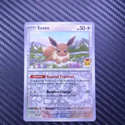 Eevee 74/131 2025 Pokemon Day Stamp Reverse Holo - Swirl - Image 1