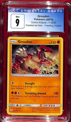 2019 CGC 9 Groudon Cracked Ice #113 Pokemon Cosmic Eclipse - Image 1