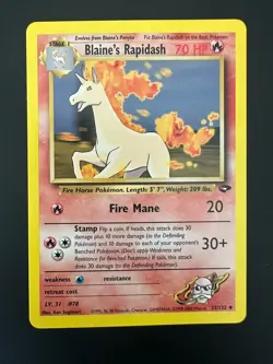 Blaine's Rapidash 33/132 Gym Challenge Pokemon TCG 1999 WOTC Regular LP Vtg - Image 1