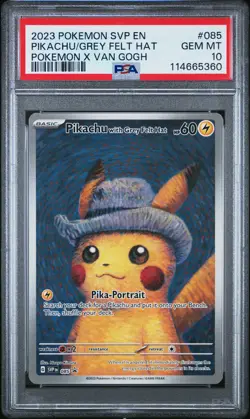 2023 POKEMON SVP EN-SV BLACK STAR PROMO #085 PIKACHU WITH GREY FELT HAT PSA 10 - Image 1