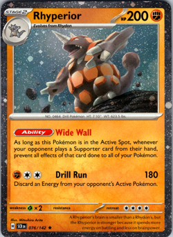 Rhyperior Cosmos Holo 076/142 SV07: Stellar Crown Rare - NM - Image 1