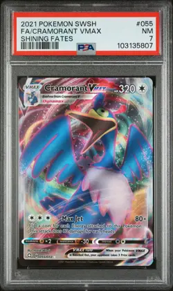 2021 POKEMON SWORD & SHIELD SHINING FATES #055 FULL ART/CRAMORANT VMAX PSA 7 - Image 1