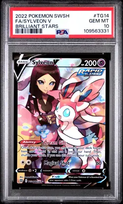 2022 POKEMON SWORD & SHIELD BRILLIANT STARS #TG14 FULL ART/SYLVEON V PSA 10 - Image 1