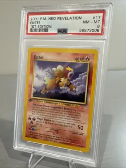 Entei 17/64 - 2001 Pokemon Neo Revelation 1st Edition - PSA 8 - Image 1