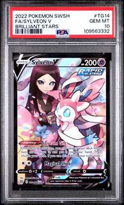 2022 POKEMON SWORD & SHIELD BRILLIANT STARS #TG14 FULL ART/SYLVEON V PSA 10 - Image 1