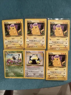 Pokemon TCG - Pikachu 58/102 Base Set Shadowless Snorlax 27/104 Butterfree 33 - Image 1