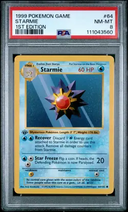 1999 POKEMON BASE SET 1ST EDITION #64 STARMIE PSA 8 - Image 1