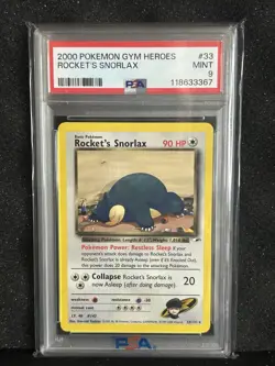 2000 Pokemon Gym Heroes Rocket’s Snorlax 33/132 PSA 9 Gem Mint!! POP 214! - Image 1