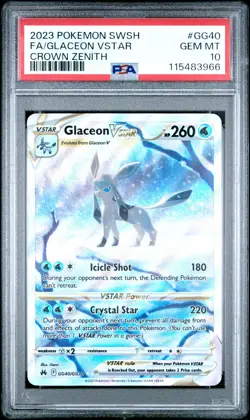 2023 POKEMON SWORD & SHIELD CROWN ZENITH #GG40 FULL ART/GLACEON VSTAR PSA 10 - Image 1