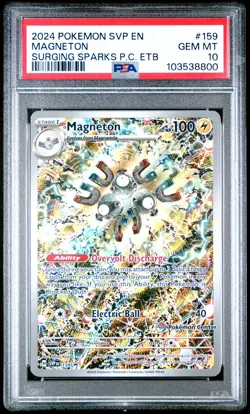 2024 POKEMON SURGING SPARKS POKEMON CENTER ETB PROMO SVP #159 MAGNETON PSA 10 - Image 1