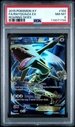 2015 POKEMON XY ROARING SKIES #104 FULL ART/RAYQUAZA EX PSA 8 - Image 1