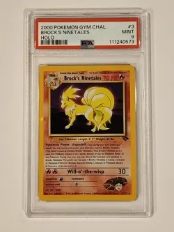 PSA 9 MINT POKEMON 3/132 | 2000 Brock's Ninetales HOLO - Gym Challenge - Image 1