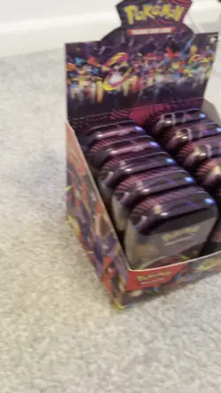 Pokemon TCG Mega Evolution 10 Mini Tins Display Case Brand New Fast 📦 - Image 2