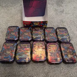 Pokemon TCG Mega Evolution 10 Mini Tins Display Case Brand New Fast 📦 - Image 5