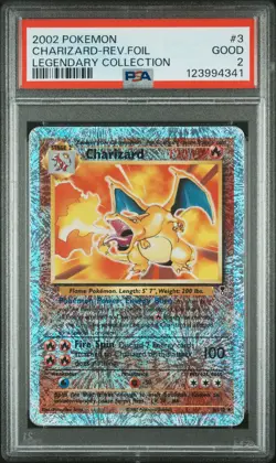 2002 POKEMON LEGENDARY COLLECTION #3 CHARIZARD-REVERSE FOIL PSA 2 - Image 1
