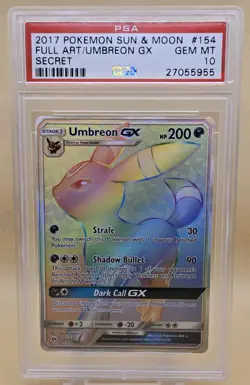 Pokemon Umbreon GX 154/149 Rainbow Secret Rare Sun & Moon PSA 10 - Image 1