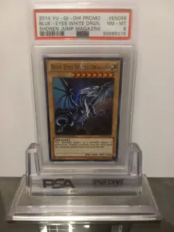 Yugioh Blue Eyes White Dragon JUMP-EN068 Graded PSA 8 MINT Ultra Rare Promo 2014 - Image 1