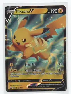 Pokemon Pikachu v SWSH063 Black Star Promo Holo Card NM Condition - Image 1