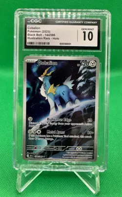 CGC 10 Gem Mint Cobalion 144/086 Illustration Rare Black Bolt Pokemon Card - Image 1