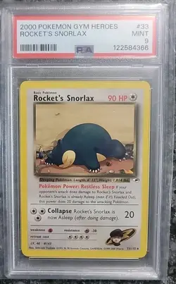 PSA 9 Rocket's Snorlax - 33/132 - 2000 Pokemon Gym Heroes Rare Mint - Image 1