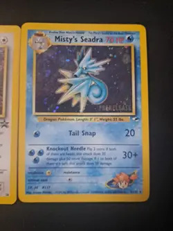 Team Rocket's Meowth 18/53 Wotc Promo& Misty's Seadra Prerelease Pokemon Leauge - Image 2
