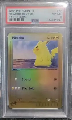 PSA 8 Pikachu - 72/100 - 2003 Pokemon EX Sandstorm Reverse Holo NM-MT - Image 1