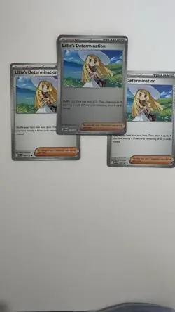 3 Lillie’s Determination Cards. 2 Regular, 1 Holo. Pokemon Mega Evolution - Image 1