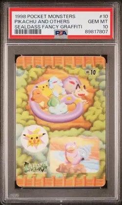 1998 POCKET MONSTERS SEALDASS FANCY GRAFFITI #10 PIKACHU AND OTHERS PSA 10 - Image 1