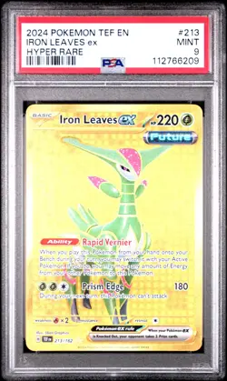 2024 POKEMON TEF EN-TEMPORAL FORCES HYPER RARE #213 IRON LEAVES EX PSA 9 - Image 1