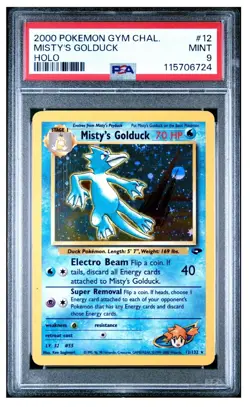 2000 Pokemon Misty's Golduck 12/132 Gym Challenge Holo PSA 9, MINT - Image 1