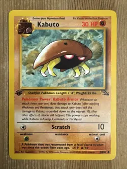 Pokemon TCG Kabuto Fossil 50/62 Regular 1st Edition Common LP - Image 1
