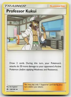 Pokemon Professor Kukui Uncommon SM Base Set 128/149 LP - Image 1