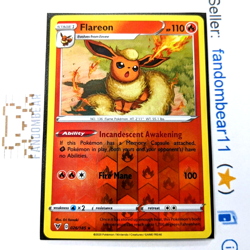 Flareon REVERSE HOLO RARE card 026/185 Vivid Voltage 2020 Pokemon NM/LP - Image 1