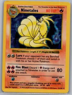 Ninetales 12/102 Holo Base Set (Shadowless) - Pokemon Card - LP - Image 1