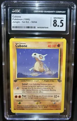 1999 Pokemon Jungle Unlimited 1st Edition Cubone #50 50/64 CGC 8.5 - Image 1