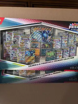 4 x Pokemon Prismatic Evolutions Lucario EX and Tyranitar EX Premium Collection - Image 2