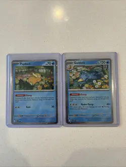 Pokemon TCG Mega Evolutions Psyduck 007 Golduck 008 Black Star Promo Holo - Image 1