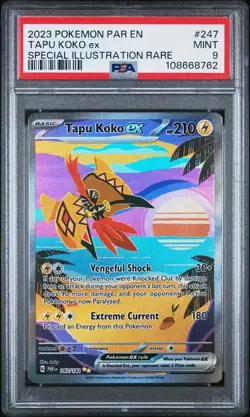 2023 POKEMON PAR EN-PARADOX RIFT SPECIAL ILLUSTRATION RARE TAPU KOKO EX PSA 9 - Image 1